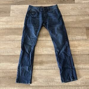 Kenneth Cole Jeans |  Mens 32x30 | NY Slim Fit Dark Wash Whisker Stretch‎ Preppy